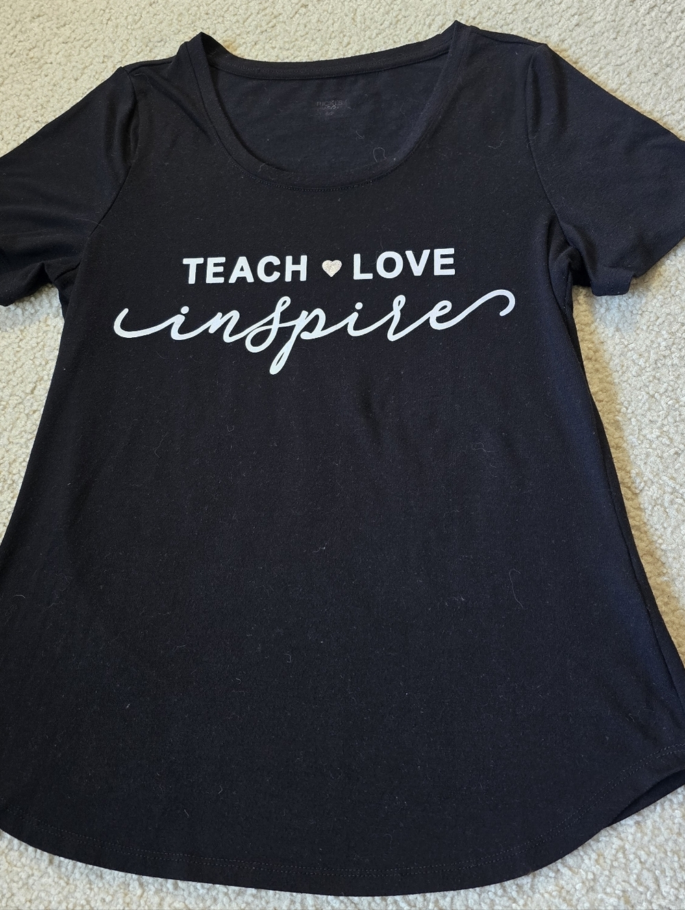 Rickis Teach Love Inspire Graphic Tee - Black with White Text Womens Size Small
